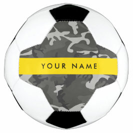 Balón De Fútbol Patrón de camuflaje gris, tu nombre, Personaliza