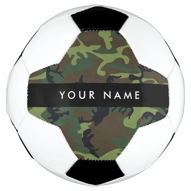 Balón De Fútbol Patrón de camuflaje verde, nombre, personalización (Anverso)