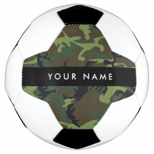 Balón De Fútbol Patrón de camuflaje verde, tu nombre, personalizad