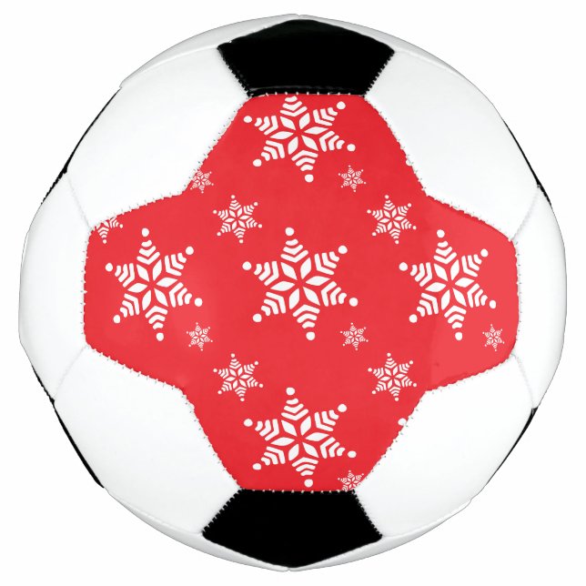 Balón De Fútbol Patrón de copos de nieve, copos de nieve blancos,  (Anverso)