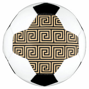 Balón De Fútbol Patrón de cuadrados de Meandro griego marrón