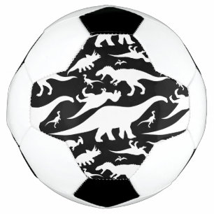 Balón De Fútbol Patrón de dinosaurios blancos y negros