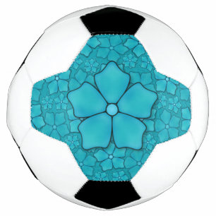 Balón De Fútbol patrón de flores azules