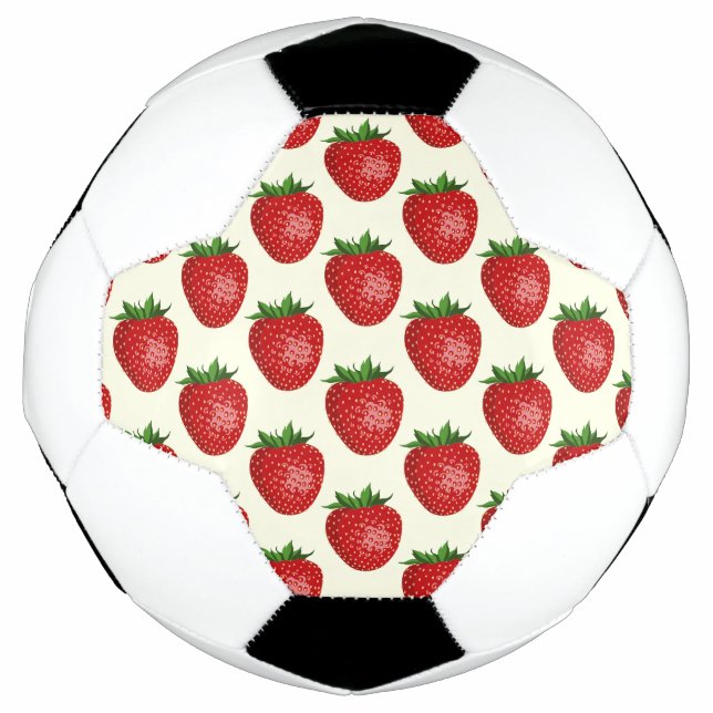 Balón De Fútbol Patrón de fresa, fresas rojas, frutas, hojas (Anverso)