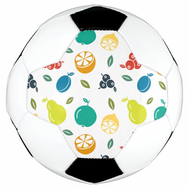 Balón De Fútbol Patrón de frutas, ciruela, Naranja, limón, pera, m (Anverso)
