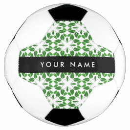 Balón De Fútbol Patrón de Hoja, Hojas Verdes, Tu Nombre