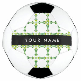 Balón De Fútbol Patrón de Hoja, Hojas Verdes, Tu Nombre