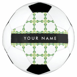 Balón De Fútbol Patrón de Hoja, Hojas Verdes, Tu Nombre