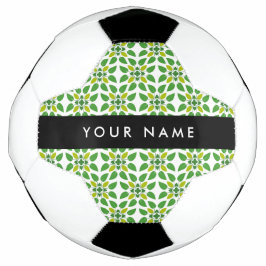 Balón De Fútbol Patrón de Hoja, Hojas Verdes, Tu Nombre
