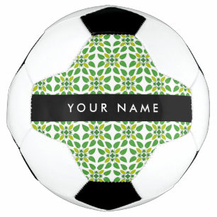 Balón De Fútbol Patrón de Hoja, Hojas Verdes, Tu Nombre