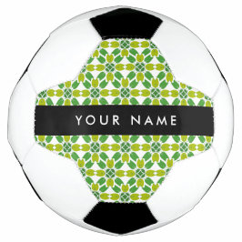 Balón De Fútbol Patrón de Hoja, Hojas Verdes, Tu Nombre