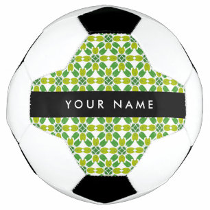 Balón De Fútbol Patrón de Hoja, Hojas Verdes, Tu Nombre