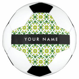 Balón De Fútbol Patrón de Hoja, Hojas Verdes, Tu Nombre