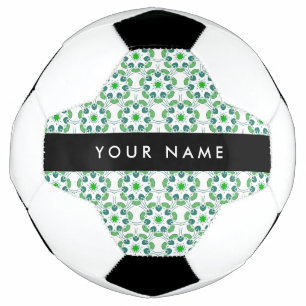 Balón De Fútbol Patrón de Hoja, Hojas Verdes, Tu Nombre