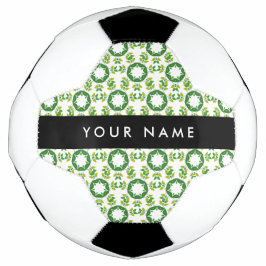 Balón De Fútbol Patrón de Hoja, Hojas Verdes, Tu Nombre