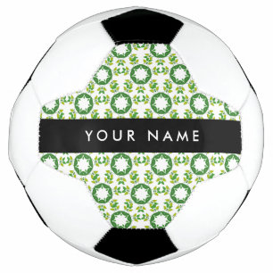 Balón De Fútbol Patrón de Hoja, Hojas Verdes, Tu Nombre