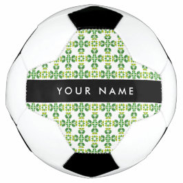Balón De Fútbol Patrón de Hoja, Hojas Verdes, Tu Nombre