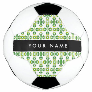 Balón De Fútbol Patrón de Hoja, Hojas Verdes, Tu Nombre