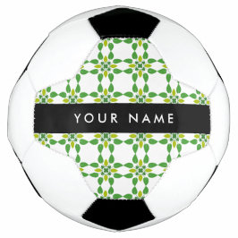 Balón De Fútbol Patrón de Hoja, Hojas Verdes, Tu Nombre