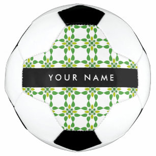 Balón De Fútbol Patrón de Hoja, Hojas Verdes, Tu Nombre