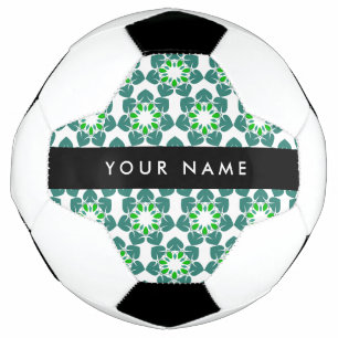 Balón De Fútbol Patrón de Hoja, Hojas Verdes, Tu Nombre