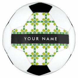 Balón De Fútbol Patrón de Hoja, Hojas Verdes, Tu Nombre