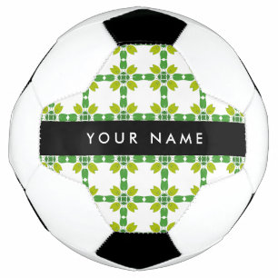 Balón De Fútbol Patrón de Hoja, Hojas Verdes, Tu Nombre