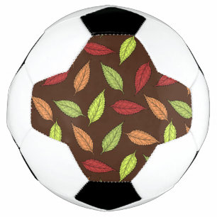 Balón De Fútbol Patrón De Hojas, Hojas Coloridas, Hojas De Otoño