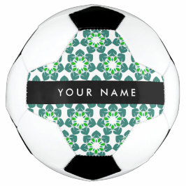 Balón De Fútbol Patrón de hojas, hojas verdes, nombre