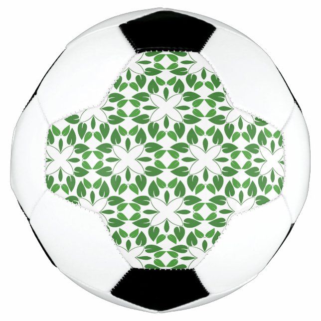 Balón De Fútbol Patrón De Hojas, Patrón De Hojas, Hojas Verdes (Anverso)