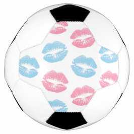 Balón De Fútbol Patrón de Labios Azules y Rosados, Pintalabios, Be
