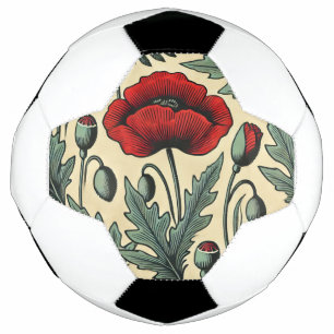 Balón De Fútbol Patrón de lapachos rojos de inspiración vintage