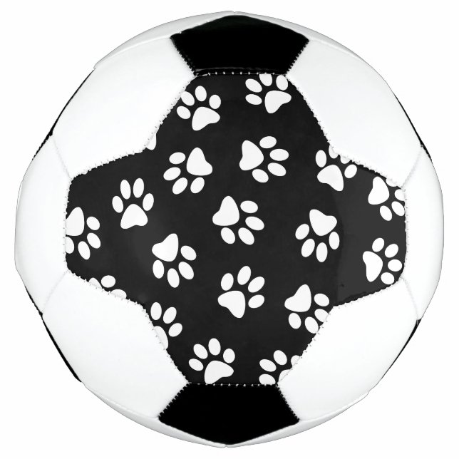 Balón De Fútbol Patrón De Patas, Patas De Perro, Patas Blancas (Anverso)