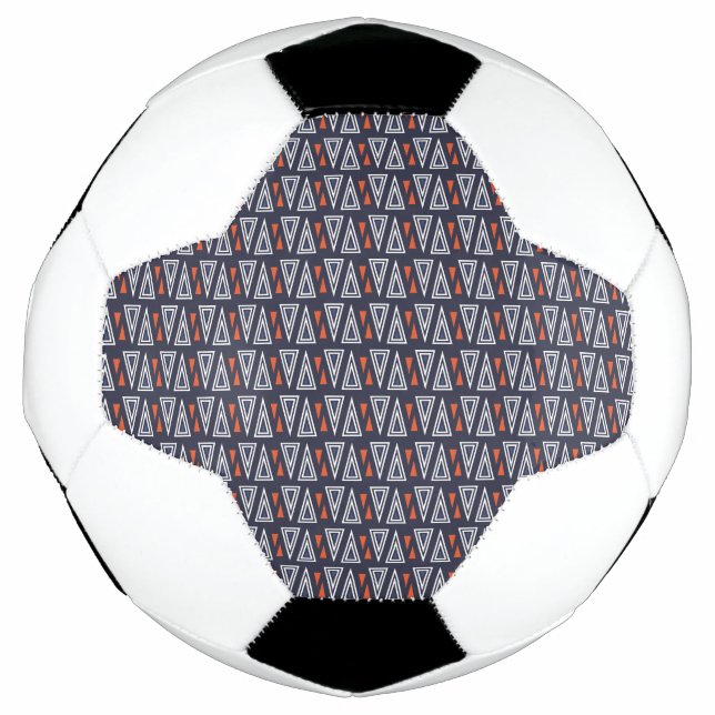 Balón De Fútbol Patrón de triángulos geométricos azul oscuro y roj (Anverso)