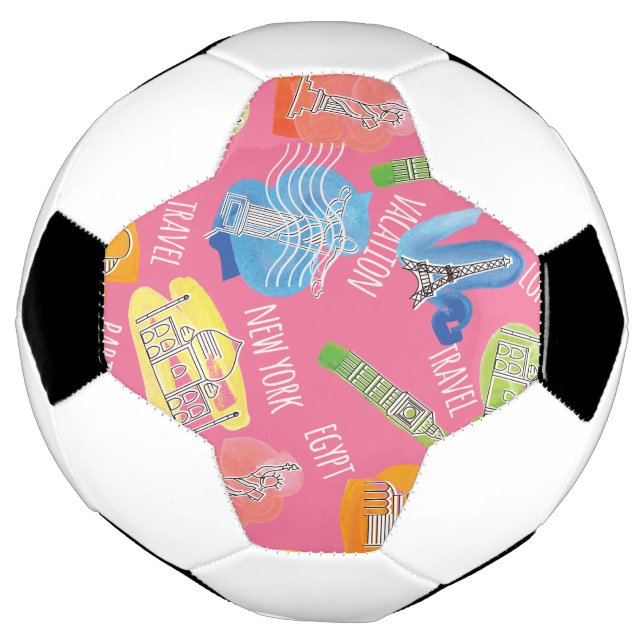 Balón De Fútbol Patrón de ubicaciones de viaje (Girado)