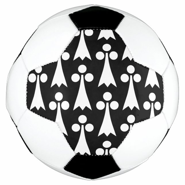 Balón De Fútbol Patrón Ermine, patrón medieval, blanco sobre negro (Anverso)