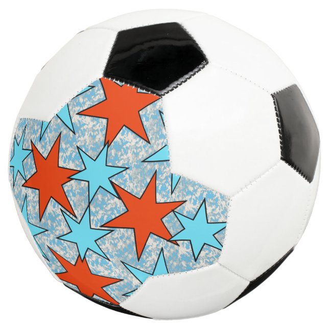 Balón De Fútbol Patrón Estrella azul y roja (Tres cuartos)