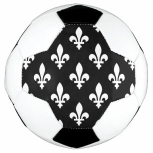 Balón De Fútbol Patrón Fleur de Lis, francés real, blanco sobre ne