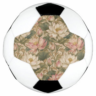 Balón De Fútbol Patrón floral botánico de loto de agua vintage