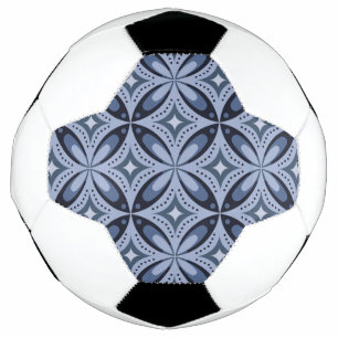 Balón De Fútbol Patrón geométrico azul estilo retro