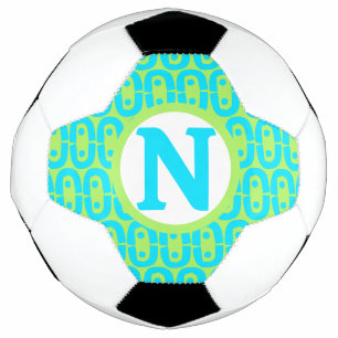 Balón De Fútbol Patrón geométrico de turquesa y verde lima