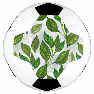 Balón De Fútbol Patrón sin inconvenientes con hojas de té verdes