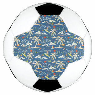Balón De Fútbol Patrón Tropical Retro Surf