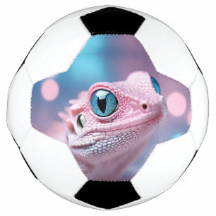 Balón De Fútbol Pequeño lagartito rosado con ojos azules grandes