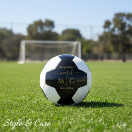 Balón De Fútbol Perfect Match Monogrammed Couple Name Black