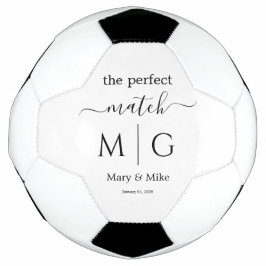 Balón De Fútbol Perfect Match Monogrammed Couple Name White