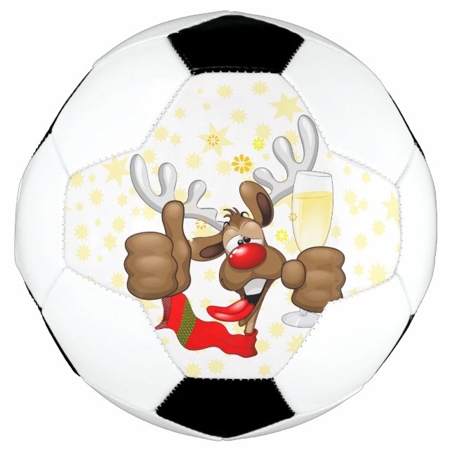 Balón De Fútbol Personaje de Navidades divertidos renos ebrios (Anverso)