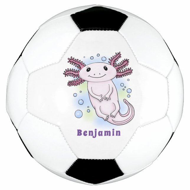 Balón De Fútbol Personalizado axolotópico rosa adorable (Anverso)