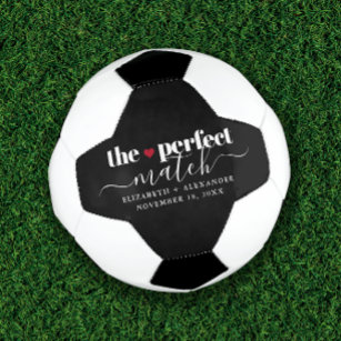 Balón De Fútbol Personalizado Black White Perfect Match Love Parej
