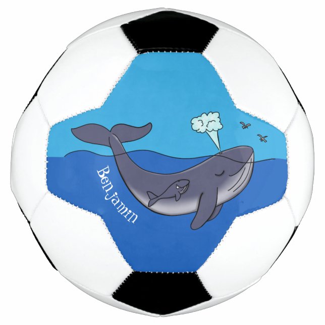 Balón De Fútbol Personalizado caprichoso de ballenas y terneros (Anverso)